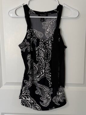 White House Black Market Black and White Paisley Camisole